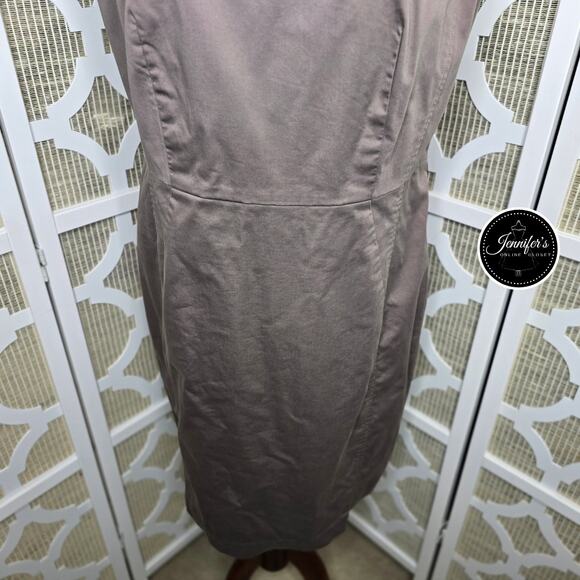 LOFT Dark Taupe Brown Purple Scoop Neck Sleeveless Sheath Dress Size 14 - Picture 6 of 11